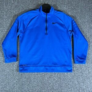 Nike Dri‎ Fit Quarter Zip Pullover Men's Large Blue Long Sleeve Athletic Shirt